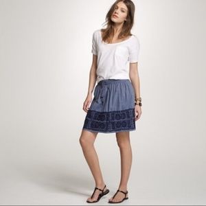 Jcrew chambray embroidery skirt